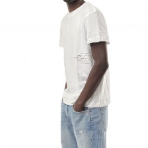 CALVIN KLEIN - T-shirt Uomo con Logo Taglio Squadrato Bianco