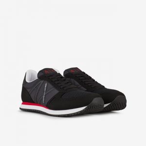 ARMANI EXCHANGE -Sneaker  UOMO con inserti in micro-suede, nylon NERE