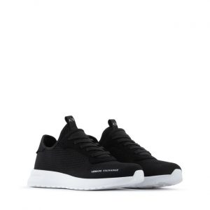 ARMANI EXCHANGE - Scarpe in maglia, micro-suede e tessuto stretch Nera