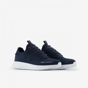 ARMANI EXCHANGE - Scarpe in maglia, micro-suede e tessuto stretch Dark Blue