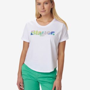 BLAUER - T-SHIRT DONNA MANICA CORTA GOMMATA BIANCA