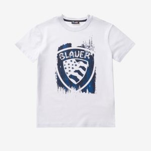 BLAUER - T-SHIRT SCUDO BLAUER BIANCA