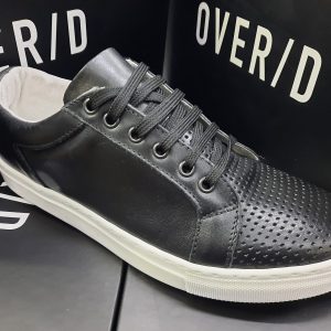 OVER/D - SNEAKERS TRAFORATA PELLE NERA
