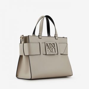 ARMANI EXCHANGE - Borsa Donna Tote Bag Grande con Doppi Manici e Tracolla Cashmere