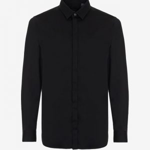 ARMANI EXCHANGE - Camicia in satin di cotone stretch Nera