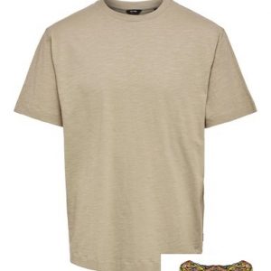 ONLY&SONS - T-SHIRT UOMO BEIGE CON STAMPA