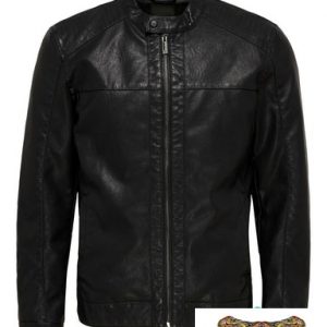 ONLY&SONS - Giacca biker in similpelle Nera