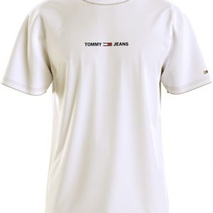 TOMMY HILFIGER - T-SHIRT UOMO BIANCO ANTICO CON LOGO E PATCH BANDIERINA