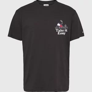 TOMMY HILFIGER- T-SHIRT CON LOGO SUL DAVANTI E SUL RETRO NERA