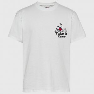 TOMMY HILFIGER- T-SHIRT CON LOGO SUL DAVANTI E SUL RETRO BIANCA