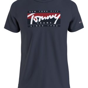 TOMMY HILFIGER - T-SHIRT UOMO BLUE NAVY CON STAMPA