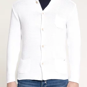 OVER-D - CARDIGAN IN MAGLIA COLLO COREANO UOMO BIANCO