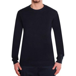 OVER-D - MAGLIA GIROCOLLO BASICA BIANCA BLUE