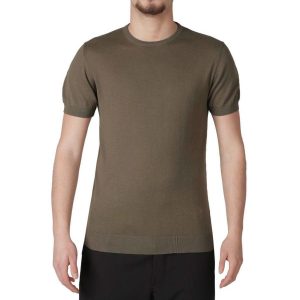 OVER-D - MAGLIA GIROCOLLO MANICA CORTA CON POLSINO VERDE MILITARE