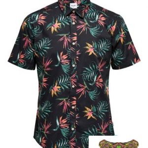 ONLY&SONS - CAMICIA UOMO NERA CON FANTASIA FLOREALE
