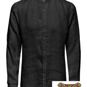 ONLY&SONS - Camicia  DI LINO NERA