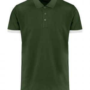 BOMBOOGIE - Polo in Cotone Piquet VERDE con Costina Colorata sulle Maniche