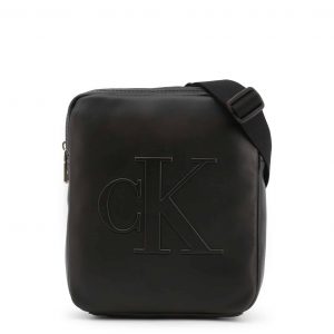 CALVIN KLEIN - Borsa Unisex a Tracolla in Pelle con Logo Nero