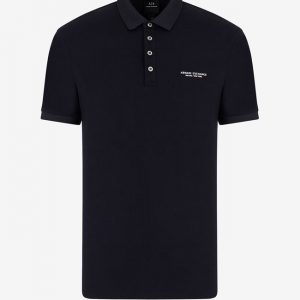 ARMANI EXCHANGE - Polo Uomo in Cotone con Scritta Logo Blu / Bianco