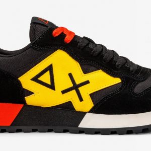 SUN68 - Scarpe Uomo Jaki Solid Nero con Giallo e Arancio