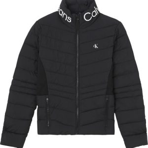 CALVIN KLEIN -  Giacca Imbottita Donna Nero Logo Colletto Lw
