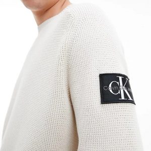 CALVIN KLEIN - Maglione Con Stemma In Cotone Pettinato