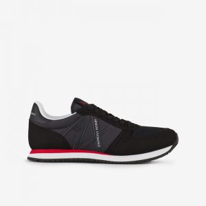 Armani Exchange - Sneaker con inserti in micro-suede, nylon, mesh Nero