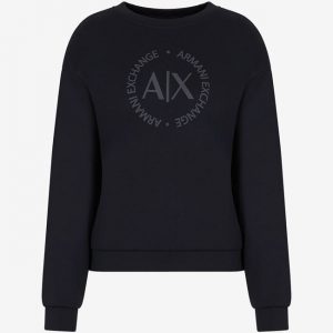 ARMANI EXCHANGE - Felpa Donna Girocollo in Misto Viscosa Nero
