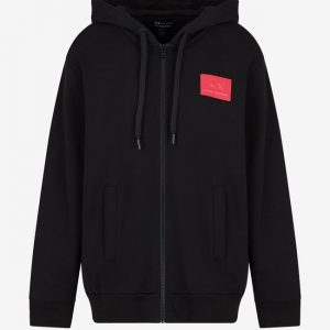 ARMANI EXCHANGE - Felpa Donna con Cappuccio a Tinta Unita e Brand Logo Nero