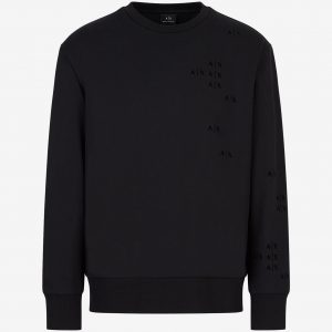 ARMANI EXCHANGE - Felpa Uomo Stampa Flock Nero