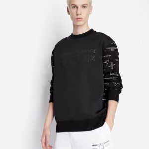 ARMANI EXCHANGE - Felpa Uomo in Jersey con Maniche Logate Nero
