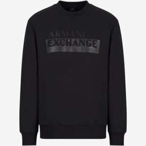 ARMANI EXCHANGE - Felpa Girocollo in Misto Cotone Organico Nero