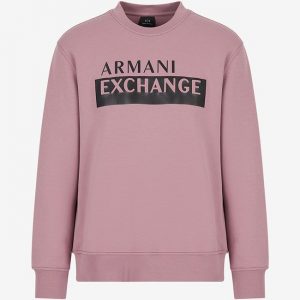 ARMANI EXCHANGE - Felpa Girocollo in Misto Cotone Organico Rosa