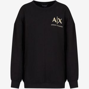ARMANI EXCHANGE - Felpa Donna in Jersey con Stampa Laminata Nero