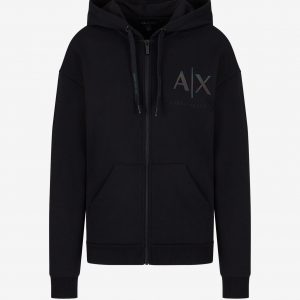 ARMANI EXCHANGE - Felpa Donna con Cappuccio e Polsini a Coste Nero