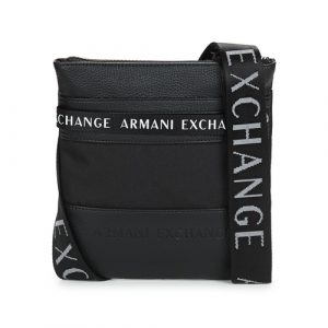 ARMANI EXCHANGE - Tracolla Unisex Regolabile Logata Nero