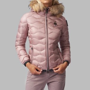BLAUER - PIUMINO Donna AD ONDE CON CAPPUCCIO IN PELLICCIA LYDIA ROSA CAMEO SCURO