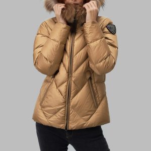 BLAUER - PIUMINO Donna A LINEE GEOMETRICHE INTRECCIATE COURTNEY Tabacco Int. Crema Di Zucca