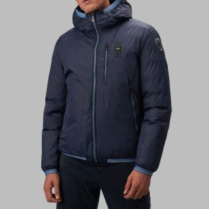 BLAUER - PIUMINO Uomo REVERSIBILE IMBOTTITURA ECO LENNON BLU