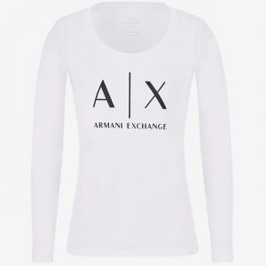 Armani Exchange - T-shirt slim fit a maniche lunghe in cotone Pima