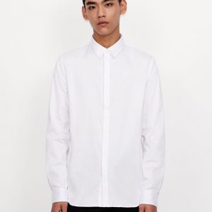 ARMANI EXCHANGE - Camicia in satin di cotone stretch Bianca