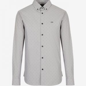 Armani Exchange - Camicia in cotone organico fil coupé Grigio