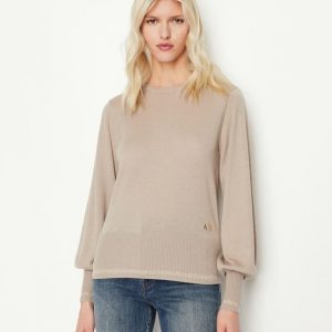ARMANI EXCHANGE - Maglia Donna Girocollo Mini Logo AX sul Fianco