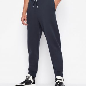 Armani Exchange - Pantaloni sportivi in felpa di jersey misto cotone Blu Navy