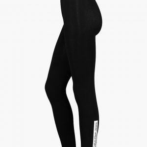 CALVIN KLEIN - Legging con Logo in Cotone Elasticizzato Nero