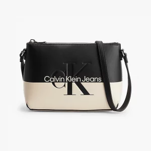 CALVIN KLEIN - Borsa Donna con Tracolla Color-Block Nero/Beige