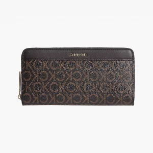 CALVIN KLEIN - Portafoglio Donna con Zip Integrale Riciclato Logo All-over