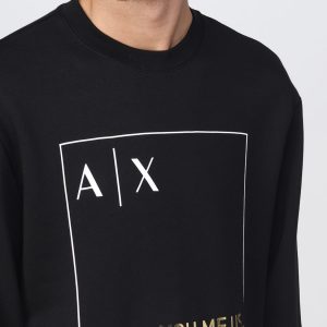 ARMANI EXCHANGE - Felpa Uomo con Applicazione Logo AX Nero