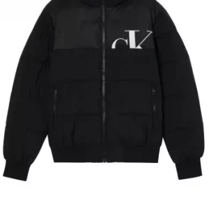 CALVIN KLEIN - Giacca trapuntata con modello 'Quilt' con stampa - Nero