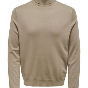 Only&Sons - Pullover Collo Alto Con Risvolto Beige